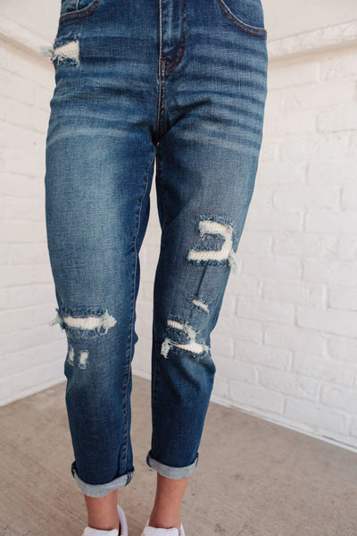 Judy Blue Mid-Rise Thermal Boyfriend Jeans