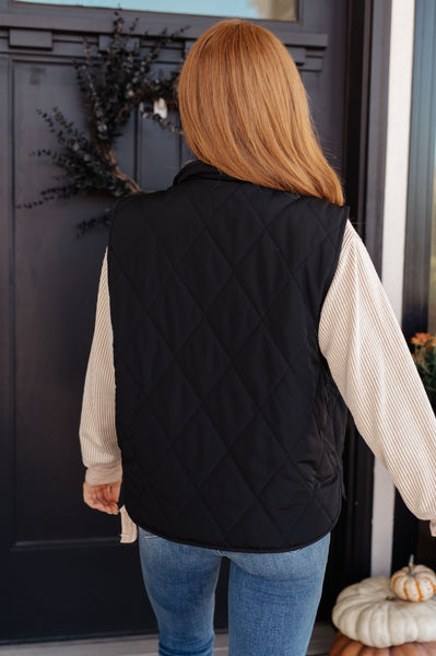 Puffer Quilted Vest in Black