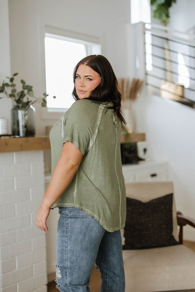 Mineral Wash T Shirt in Olive