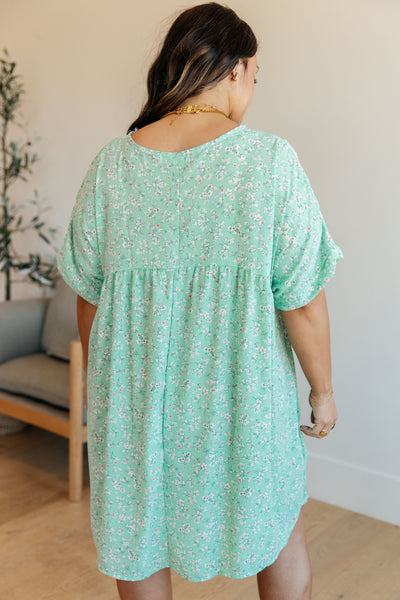 Dolman Sleeve Dress in Mint Floral