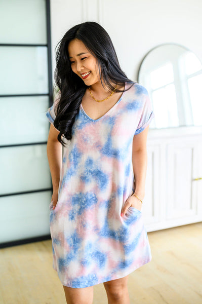 Tie Dye T-Shirt Dress In Pink